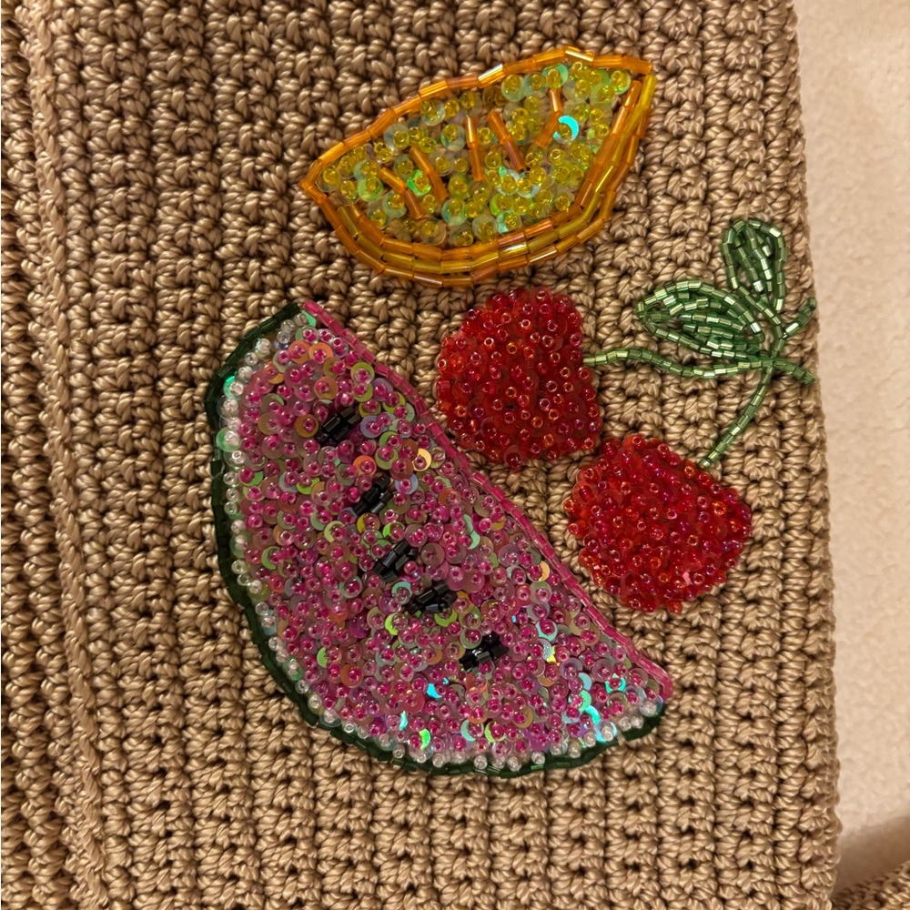 The Sak Beige Crochet Crossbody Bag with Fruit Embroidery - Picture 2 of 5